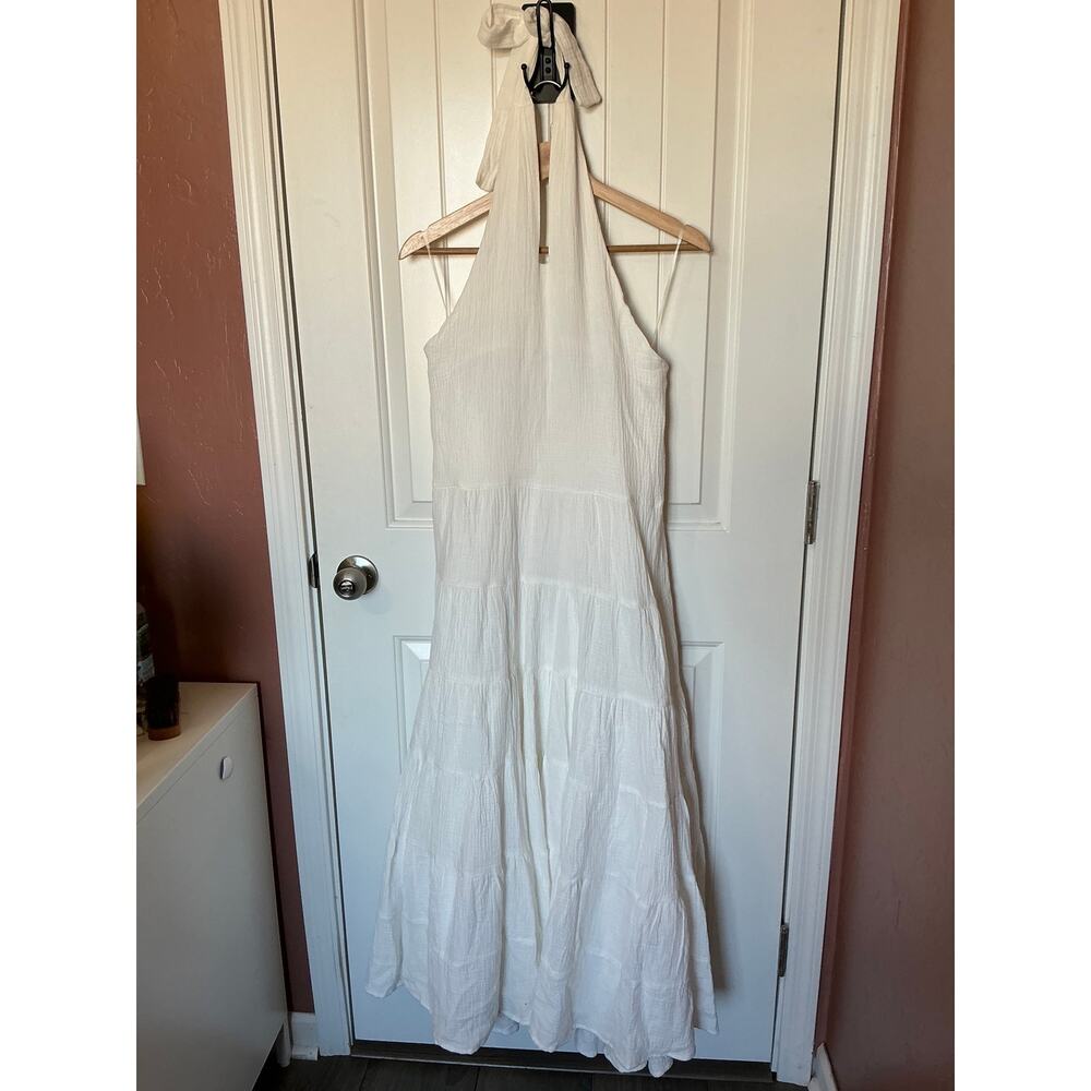 NWT Billy J. Moniqua Halter Gauze Maxi Dress W10 White